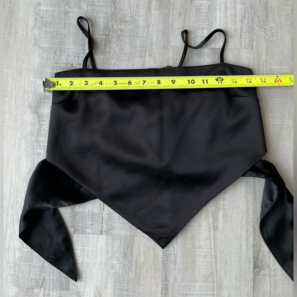 FOREVER 21 Black Spaghetti Strap/Back Tie Angled Front Silky Top Size Medium - Picture 3 of 5